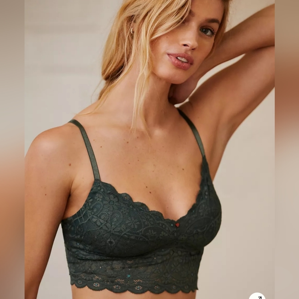 Clo Intimo Lace Up Bralette in Mountain Green